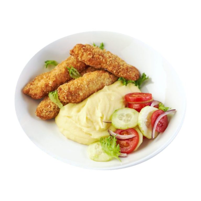 Куриное филе в панировке с картофельным пюре